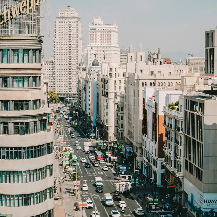 Madrid street view without fog