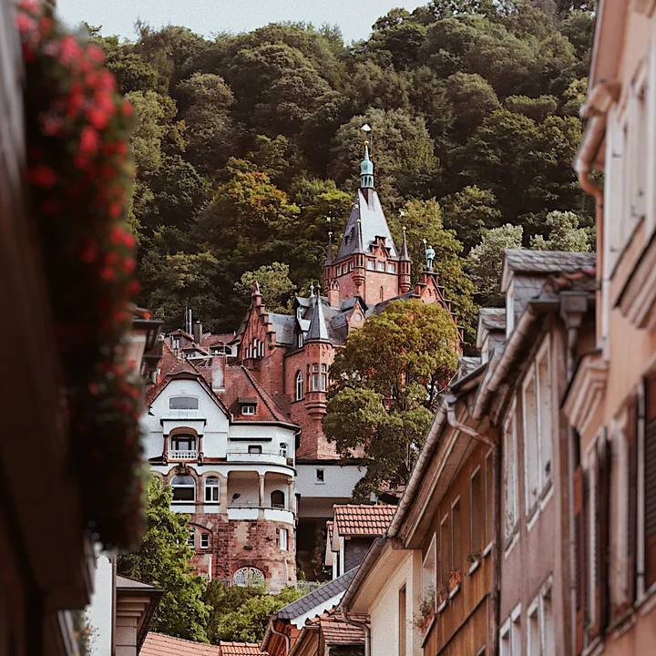 Heidelberg castle street view with strong sharpening